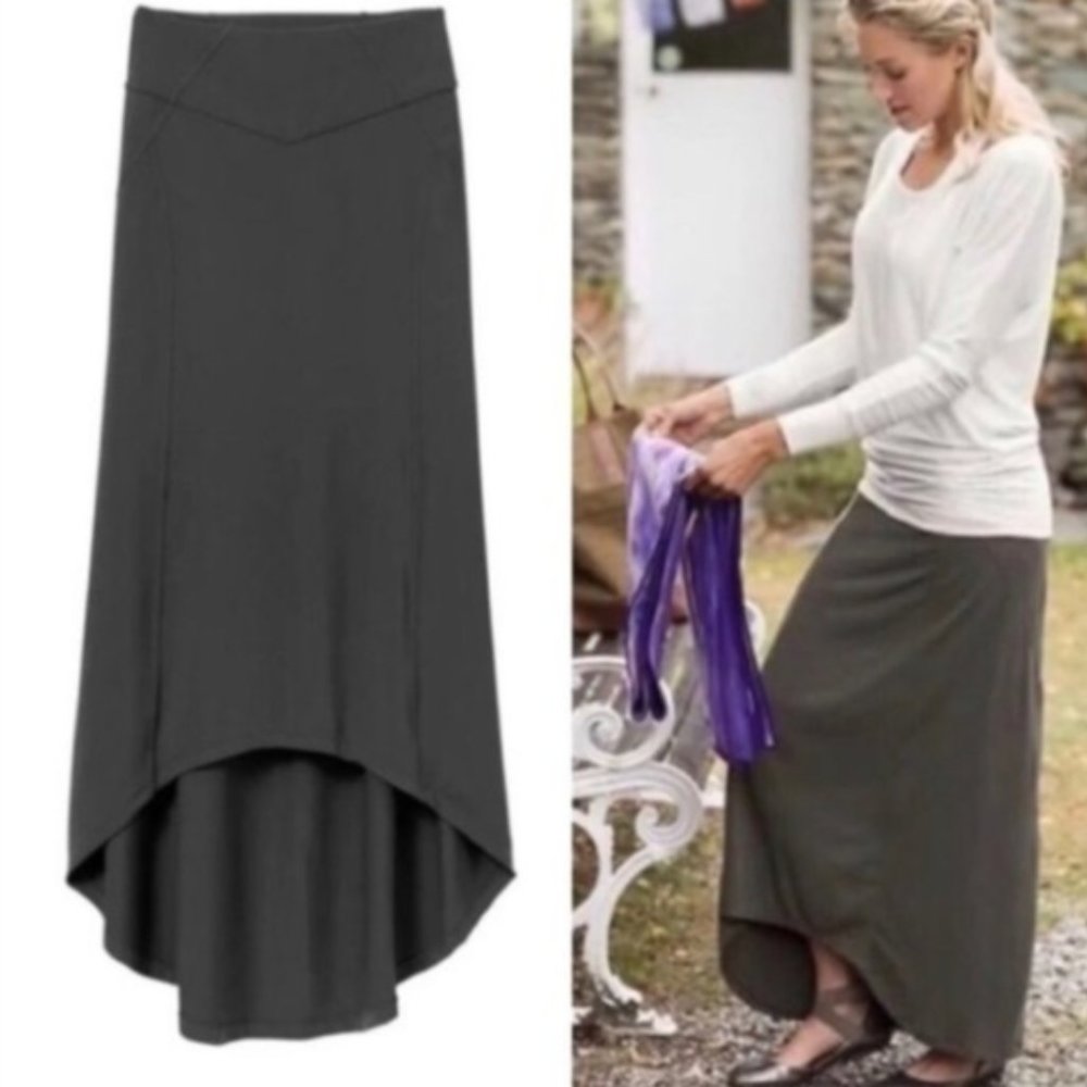 Athleta Thrones High/Low Jersey Maxi Skirt Dark Gray